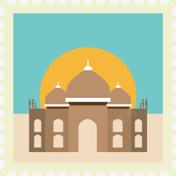 阿拉伯旅游纪念品卡通旅游城市邮票阿拉伯矢量图高清图片