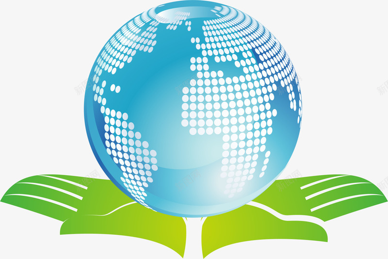 绿色手掌爱护地球png免抠素材_新图网 https://ixintu.com 爱护地球 环保 白色大洲 科技地球 绿色手掌 蓝色地球