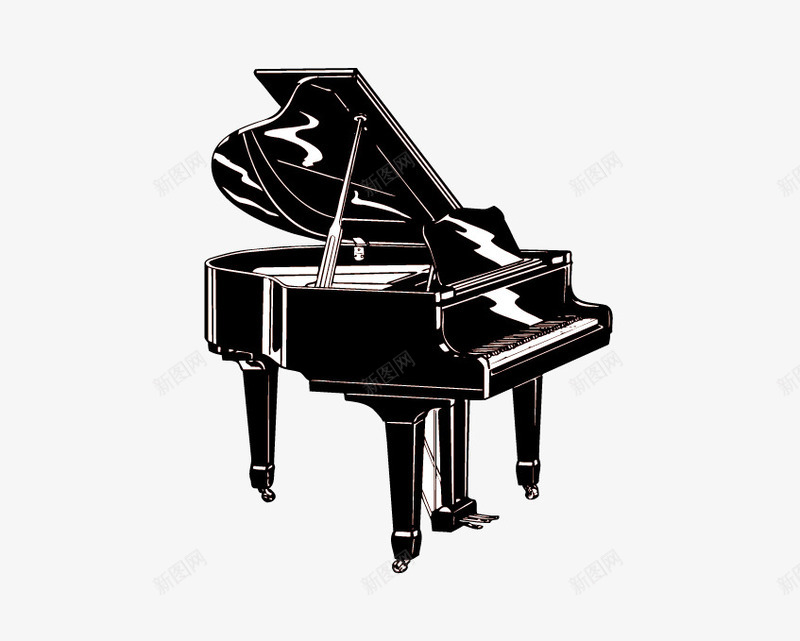 手绘钢琴矢量图ai免抠素材_新图网 https://ixintu.com 乐器 手绘 钢琴 矢量图
