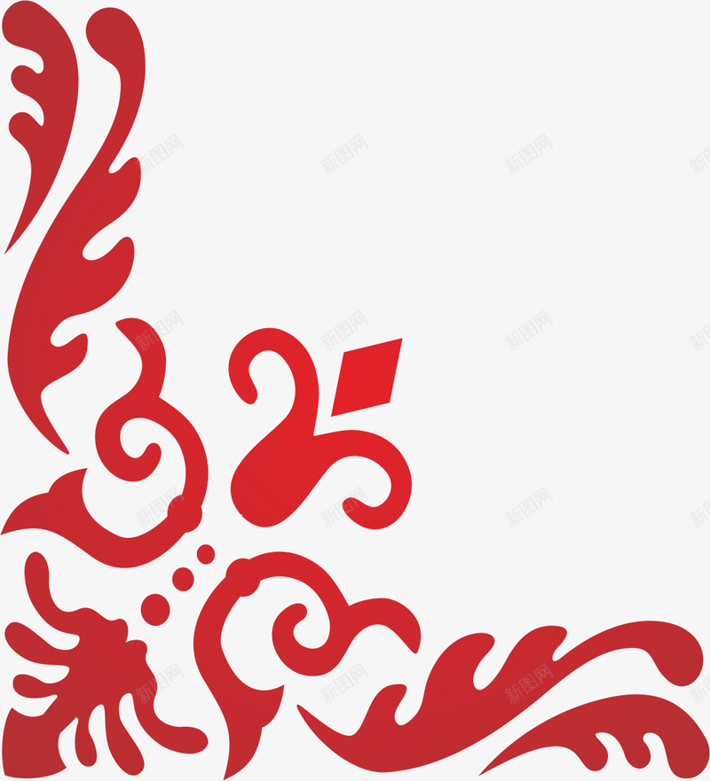 红色边角角花png免抠素材_新图网 https://ixintu.com 底纹 红色 角花 边角