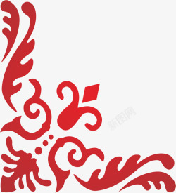 红色边角角花素材