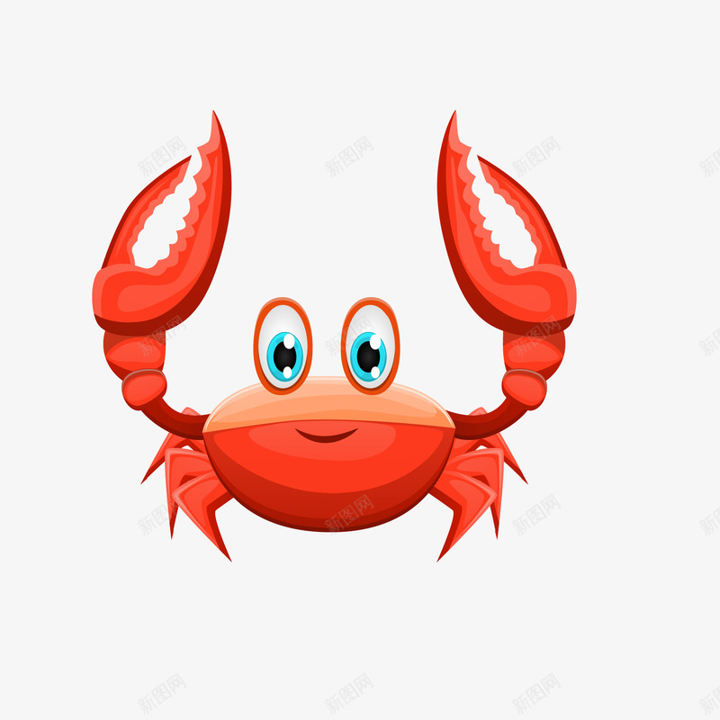 可爱的螃蟹动物矢量图ai免抠素材_新图网 https://ixintu.com 动物设计 卡通 可爱 大眼睛 红色 螃蟹 矢量图