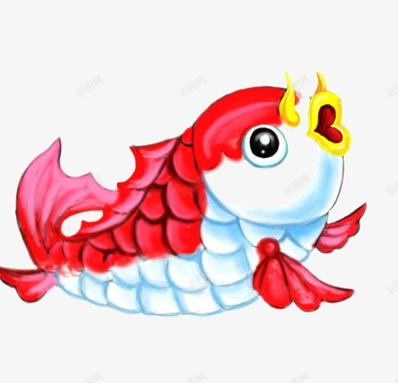 卡通鲤鱼png免抠素材_新图网 https://ixintu.com 卡通 可爱 红色 趣味 鲤鱼跳龙门