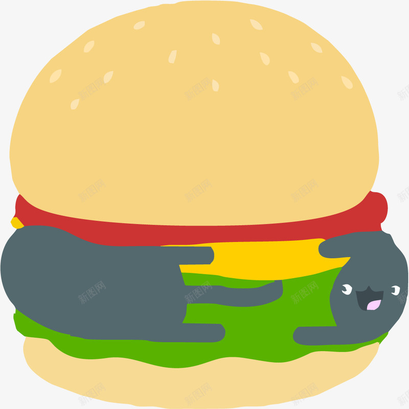 美味汉堡包png免抠素材_新图网 https://ixintu.com 彩色插画 汉堡包 矢量素材 面包png