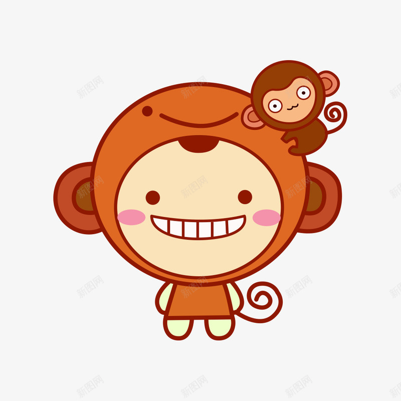 卡通png免抠素材_新图网 https://ixintu.com 可爱 小孩子 猴子装扮