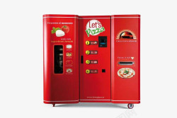 红色自动售货机自动披萨售卖机高清图片