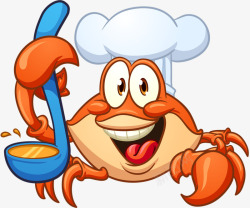 螃蟹厨师拿汤勺的螃蟹大厨高清图片
