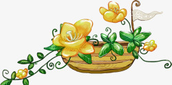 黄色手绘摆件花朵素材