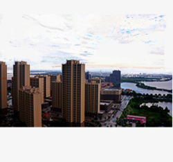 三线城市城市风景高清图片