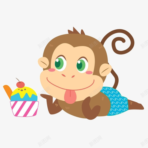 卡通猴子蛋糕png免抠素材_新图网 https://ixintu.com 免抠趴下的猴子 卡通 猴子 蛋糕
