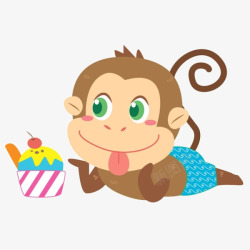 免抠趴下的猴子卡通猴子蛋糕高清图片