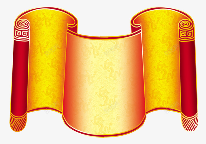 华丽图案片png免抠素材_新图网 https://ixintu.com 喜庆 圣旨 大气 边框 黄色