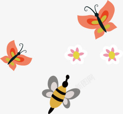 卡通蝴蝶蜜蜂素材