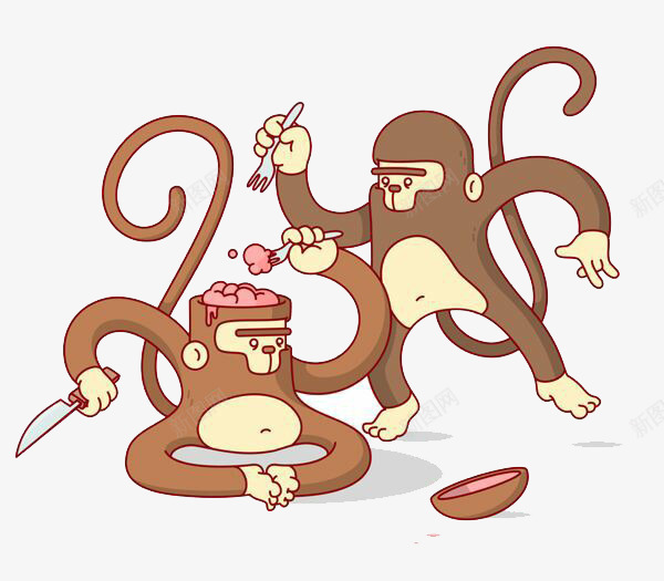 猴子吃脑袋里的东西png免抠素材_新图网 https://ixintu.com 插画 猴子 猴脑