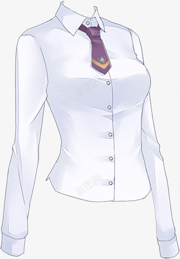 白色衬衫紫色领带png免抠素材_新图网 https://ixintu.com 白色 紫色 衬衫 领带