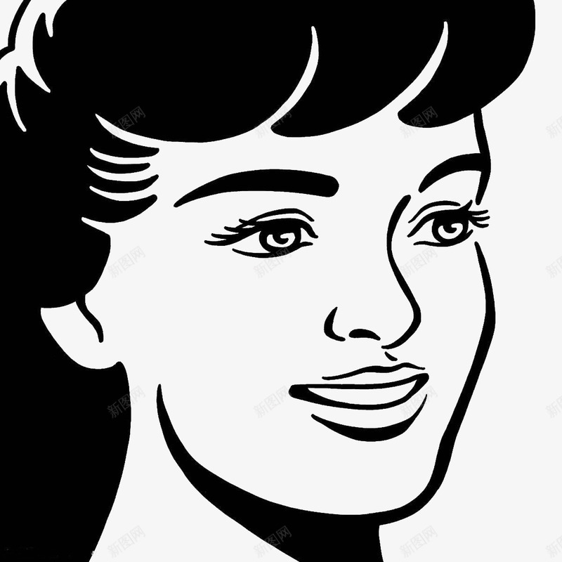 优雅女性脸部线条画png免抠素材_新图网 https://ixintu.com 优雅 女性 线条画 脸部 脸部线条 装饰图案 黑白线条