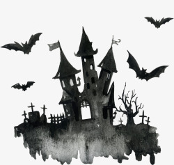 黑色恐怖城堡装饰图案素材