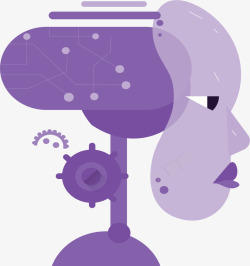 紫色机器人紫色科技人工大脑矢量图高清图片