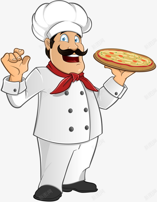 端披萨的厨师png免抠素材_新图网 https://ixintu.com 厨师 披萨 白色 食物