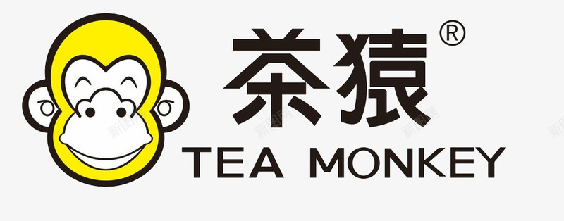 茶猿奶茶logo图标png_新图网 https://ixintu.com 卡通 奶茶 奶茶logo 猴子 黄色