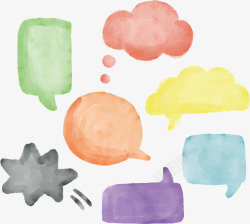 手绘彩色水彩对话框矢量图素材