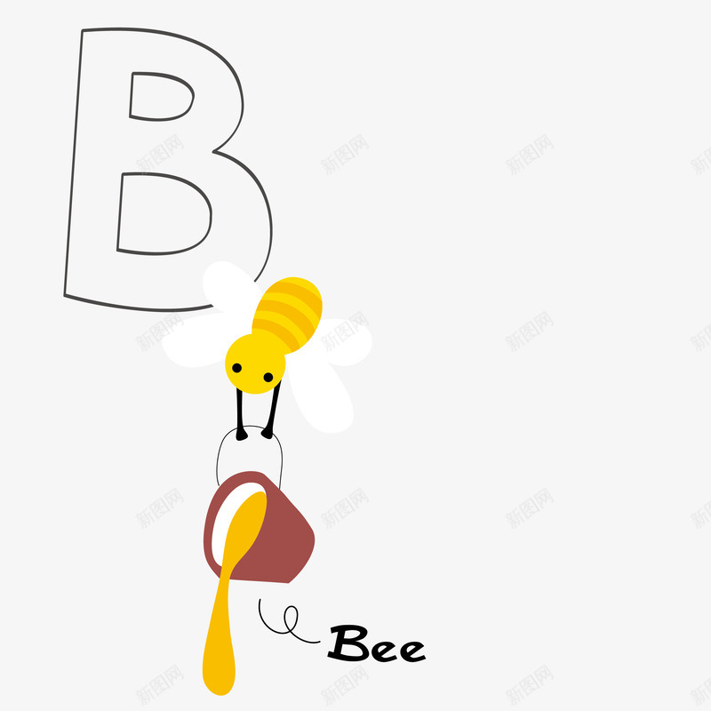 字母上的蜜蜂png免抠素材_新图网 https://ixintu.com png图形 png装饰 字母 手绘 蜜蜂 装饰