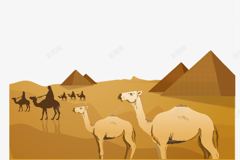 埃及沙漠png免抠素材_新图网 https://ixintu.com 沙漠 矢量埃及 金字塔 金字搭 骆驼