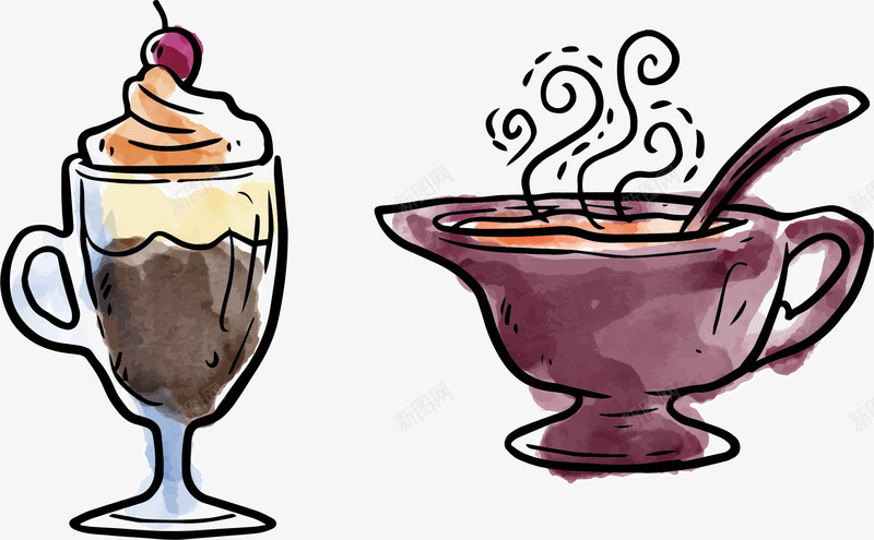 冰淇淋奶茶矢量图ai免抠素材_新图网 https://ixintu.com 冰淇淋元素 创意冰淇淋 奶茶 矢量冰淇淋 矢量图