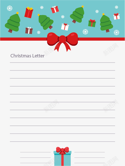 蝴蝶结信纸png免抠素材_新图网 https://ixintu.com 圣诞信纸 圣诞节 矢量素材 红色蝴蝶结