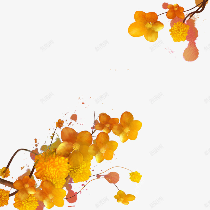 金黄色的花朵psd免抠素材_新图网 https://ixintu.com 成一束 秋季感 花朵 金黄色