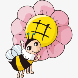 卡通花朵与蜜蜂素材