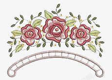 手绘半圆边框花朵素材