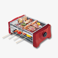 电烧烤架红色迷你烤肉机高清图片
