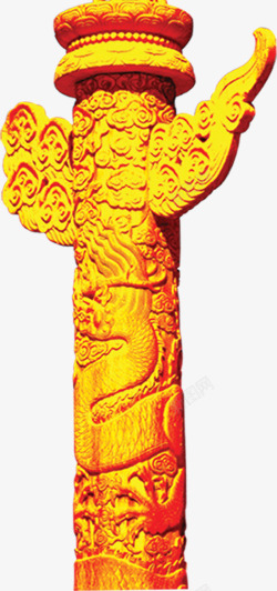 金黄色雕花柱子素材