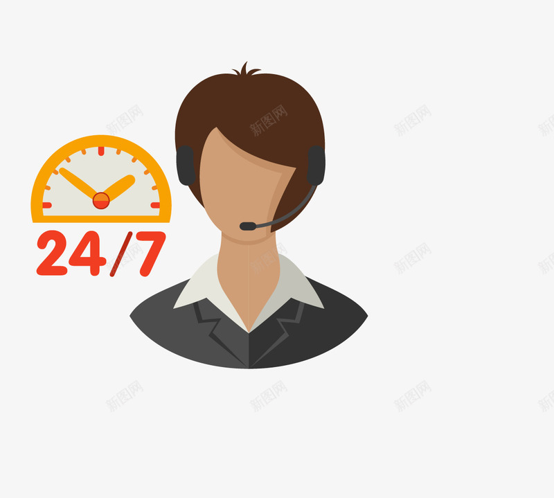 24小时客服人员图标png_新图网 https://ixintu.com 24小时 客服 时间 矢量素材