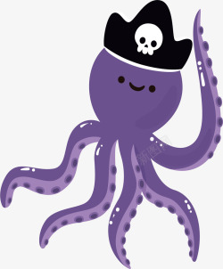 紫色章鱼海盗素材