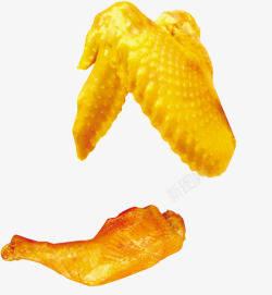 金黄色的鸡翅和鸡腿素材