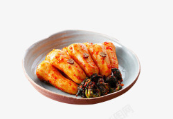 韩式菜肴陶瓷盘上的胡萝卜高清图片