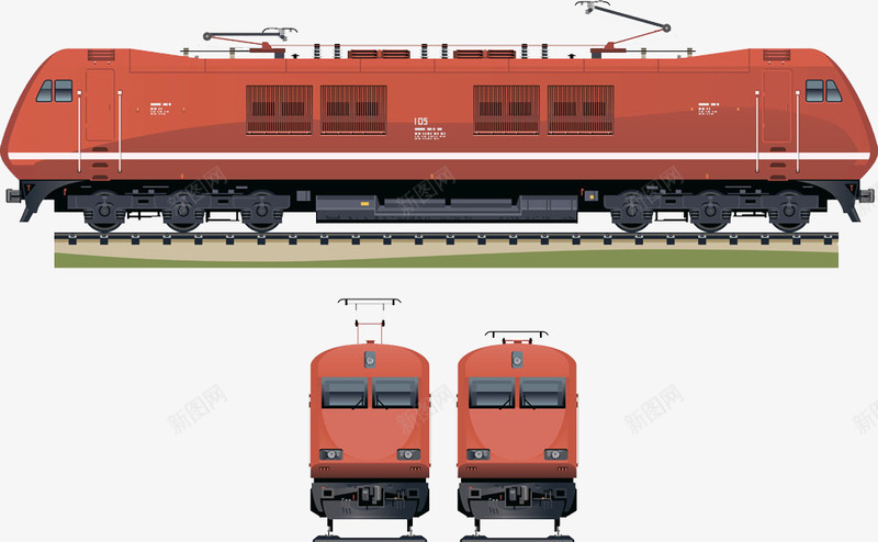 卡通手绘火车与火车头png免抠素材_新图网 https://ixintu.com 交通工具 卡通手绘 火车与火车头