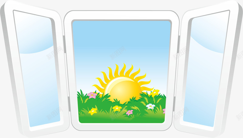 窗户png免抠素材_新图网 https://ixintu.com 窗户窗台篷子窗口window窗外风景花朵花盆植物矢量