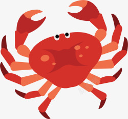 红色卡通海鲜螃蟹矢量图素材