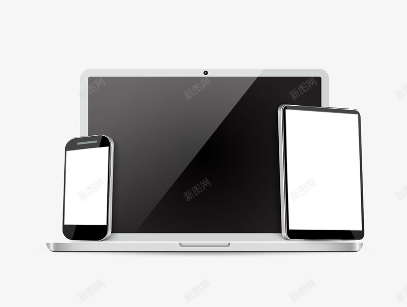 笔记本上的平板电脑与手机png免抠素材_新图网 https://ixintu.com 办公用品 平板电脑 手机