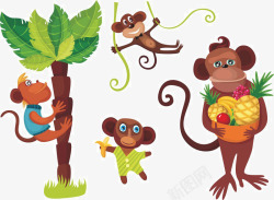 卡通猴子树素材