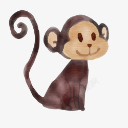 卡通水彩手绘猴子小动物矢量图素材