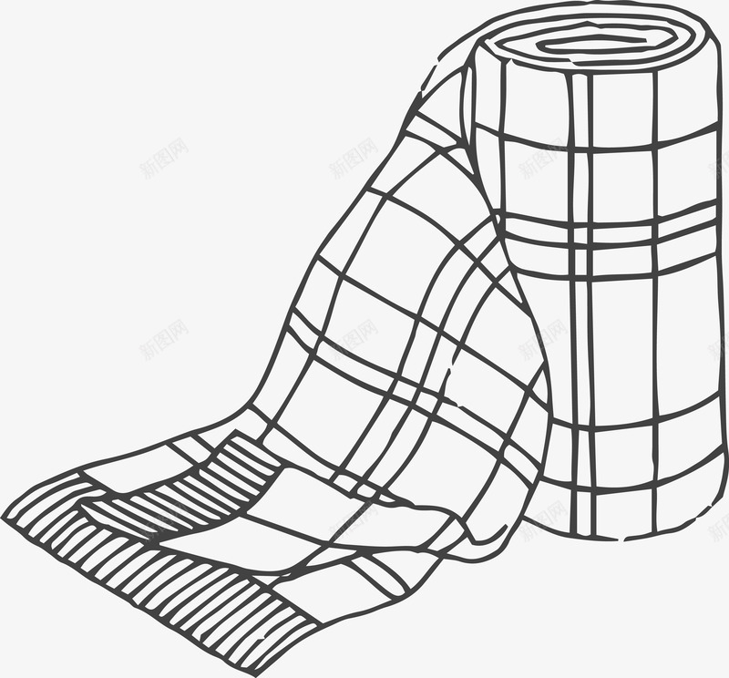 卡通简约简笔画黑白插画小清新图标png_新图网 https://ixintu.com 围巾 小清新插画 广告设计 扁平化简约黑白样式 极简黑白图样 简笔画装饰 黑白简约插画