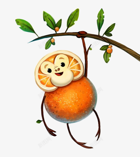 猴子和橙子合成png免抠素材_新图网 https://ixintu.com 创意动物 创意水果 猴子