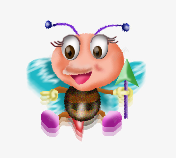 拿箭头的小蜜蜂png免抠素材_新图网 https://ixintu.com 创意卡通小动物 动物 卡通动物 卡通小蜜蜂 咖色 粉色 紫色 蓝色 黄色
