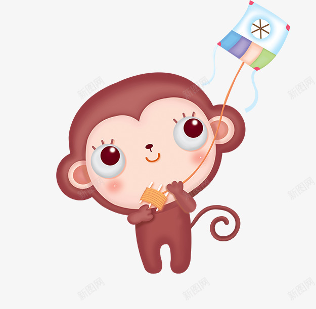 放风筝猴子png免抠素材_新图网 https://ixintu.com 小猴子 放风筝 水彩 猴子 紫色 风筝
