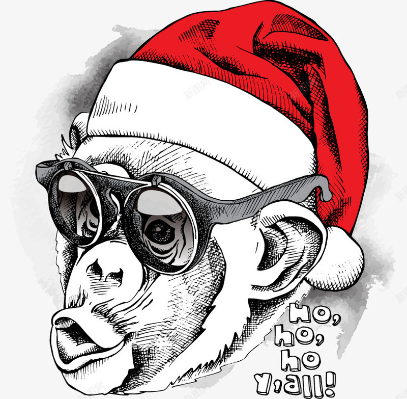 带圣诞帽猴子圣诞节宣传海报元素png免抠素材_新图网 https://ixintu.com 圣诞节 宣传元素 装饰