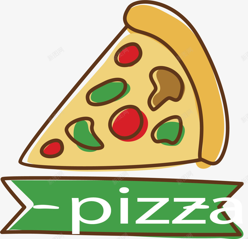 一片披萨png免抠素材_新图网 https://ixintu.com 创意 卡通 手绘 披萨 标签 设计 食物